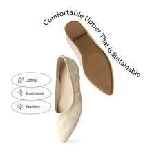 Women Slip On Pointed Toe Ballet Arch Support Stylish Casual Comfortable Washable Working Walking Flats Shoes - Apricot - View 2