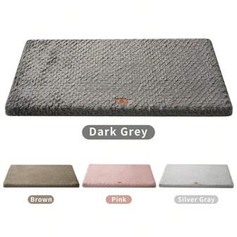 毛绒植绒表面和牛津布底部防滑防潮狗/猫床、靠垫、垫子，带蛋箱泡沫填充，可清洗，适用于狗笼或地板，多种颜色可选