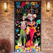 2D Door Sign, 1pc Life & Death Door Plaque - Vibrant Grim Reaper Couple Design, Polyester, No Power Needed, Great For Parties, Festivals And Mexican Holiday Decor, Mexican Style Door Cover