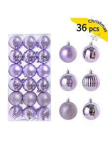 36pcs/Set Christmas Balls Set - Assorted Styles, Plastic Hanging Decorations For Christmas Tree, Bohemian Style, Ideal For Thanksgiving, Christmas Decorations, Scene Decor, Festivals Decor, Room Decor, Home Decor, Offices Decor, Theme Party Decor, Christmas Decor, Christmas Balls Winter Christmas Decorations Home Christmas Gifts Christmas Decor