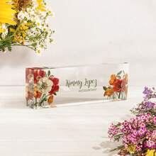 1pc Personalized Acrylic Desk Name Plate With Floral Design 21 Styles- Custom Engraved Office Desk Sign For Women And Men - Elegant Clear Acrylic Glass Block - Ideal For Boss, Teacher, Coworker Appreciation Gifts,Personalized Office Decor, Ideal Gift For Bosses, Teachers, Lawyers, Doctors & Colleagues -Personalized Gifts, Holiday Gifts