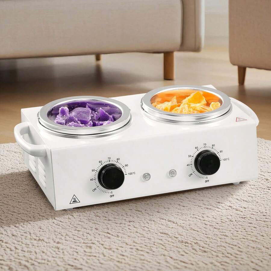Double Wax Warmer, 1200ML Professional Dual Wax Warmer For Hair Removal, 32 ℉ - 212℉ Adjustable Electric Waxing Heater Pot With 50PCS Waxing Sticks For Home Use, Beauty Salon, Spa - Xem 1