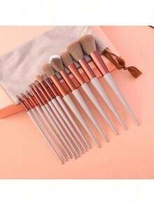 A Set Of 13 Pieces Of Fashionable Limited Edition Soft Makeup Brush Set, With Soft Makeup Bag, Fashionable Girl Supplies, Made Of High-Quality Fiber, Rendering Foundation, Concealer, Eye Shadow, Blush Lady Gift (5.51-6.88 Inches)