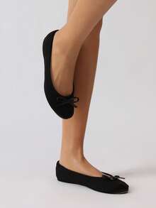 Giày ba lê cổ điển nhẹ, mềm mại, thoải mái, đa năng, dễ mang, có thể gấp gọn, thích hợp để mang trong nhà, dép xăng đan đế bằng cho nữ, dép đi trong nhà cho nữ - màu đen - Xem 7