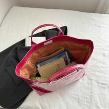 Stylish PVC Tote Purse For Women - Classy  Handbag, Elevate Your Outfit With This Fashion Bag - Màu Hồng Tươi - Xem 4