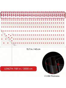 1卷透明包装纸，宽15.7英寸，长98英尺，厚2.3密耳，适用于礼品篮、花束包装和手工制作，红色波点图案 - 彩色 - 查看 5