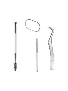 3pcs Eyelash Mirror + Eyelash Brush + Eyelash Curler, Makeup Mirror Eyelash Extension Inspection Tools, Stainless Steel Eyelash Mirror, Anti-Fog Handheld Eyelash Mirror, Convenient Makeup Mirror, Eyelash Tools, Eyelash Brush.,Makeup,Cheap,Room Decor,Vanity,Travel,Bedroom,Makeup Accessories,Mirror,Vanity Mirror,Mini Mirror,Compact Mirror,Mirror Small,Hand Mirror