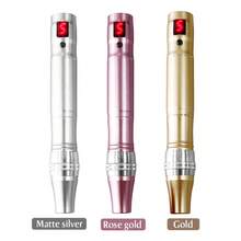 Professional Microneedling Pen Electric Derma Pen With 5pcs 12 Needles And 5pcs Round Nano Replacement Needles Cartridges Beauty Skin Care Tool