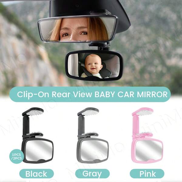 1 ST Baby Autospiegel Verstelbare Clip Kind Observatiespiegel Bolle Lens Met Breed Gezichtsveld Onbreekbare Spiegel