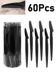 6/12/30pcs/Set Eyebrow Razor Kit, Eyebrow Trimmer & Shaver, Exfoliating Skin Scraper, Body Hair Removal Trimmer & Facial Eyebrow Razor Set With Long Handle Blades & Protective Cover, Suitable For Travel, Unisex Eyebrow Grooming Tool