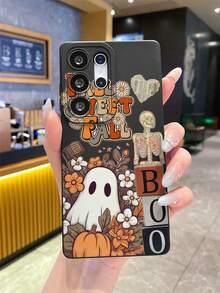 新款卡通鬼图案手机壳，防摔防刮防指纹黑色 TPU 软壳，相机镜头保护，兼容三星、苹果、红米、OPPO、VIVO 保护套 - 黑色 - 查看 2