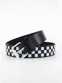 1 pieza Cinturón unisex de estilo punk, cinturón con patrón de tablero de ajedrez para jeans y pantalones cargo, adecuado para uso diario, estilo callejero y accesorios de otoño-invierno para campus, adecuado para adolescentes, jóvenes, hombres, casual, al aire libre, atlético, vacaciones, regalos de graduación, cumpleaños, uso diario - Multicolor - Ver 17