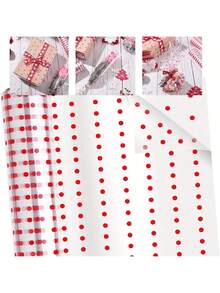 1卷透明包装纸，宽15.7英寸，长98英尺，厚2.3密耳，适用于礼品篮、花束包装和手工制作，红色波点图案 - 彩色 - 查看 3