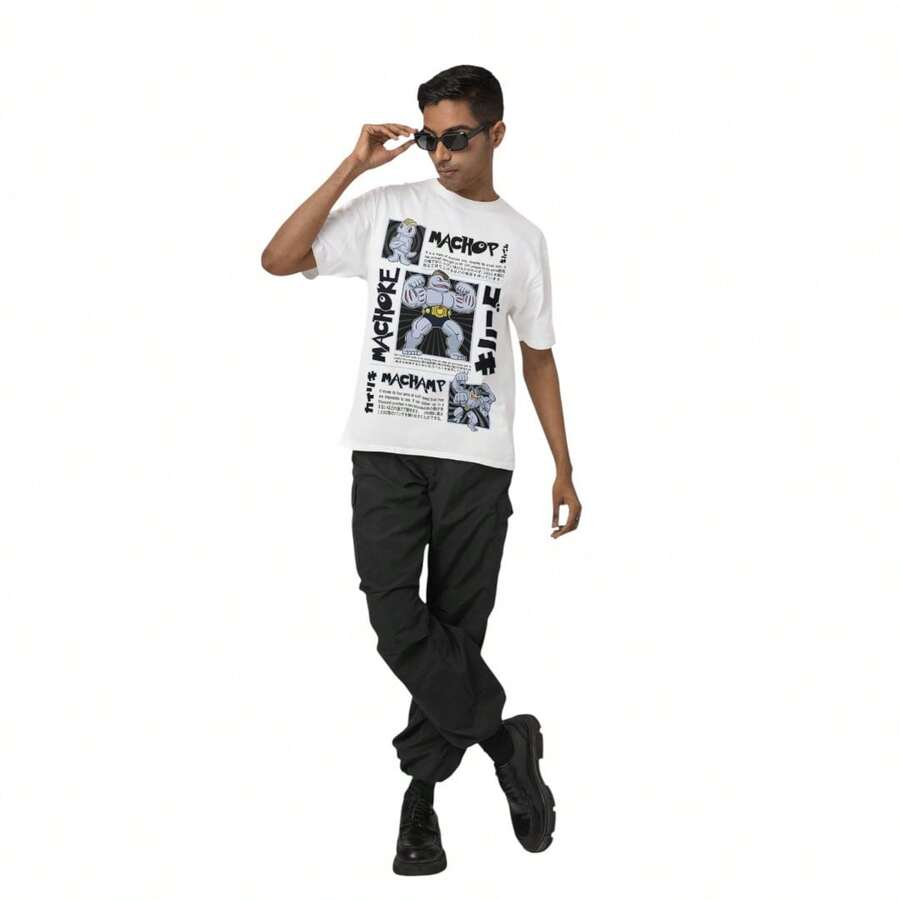 Playera Camiseta Oversize Anime Machop Evolucion Frente o Espalda Unisex