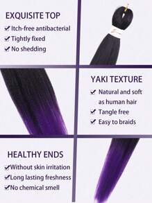 18-36英寸预拉伸编织假发接发，合成编织假发，钩针假发，简易钩针自然假发，Yaki直发合成假发接发（黑色和紫色） - 漸層紫 - 查看 4