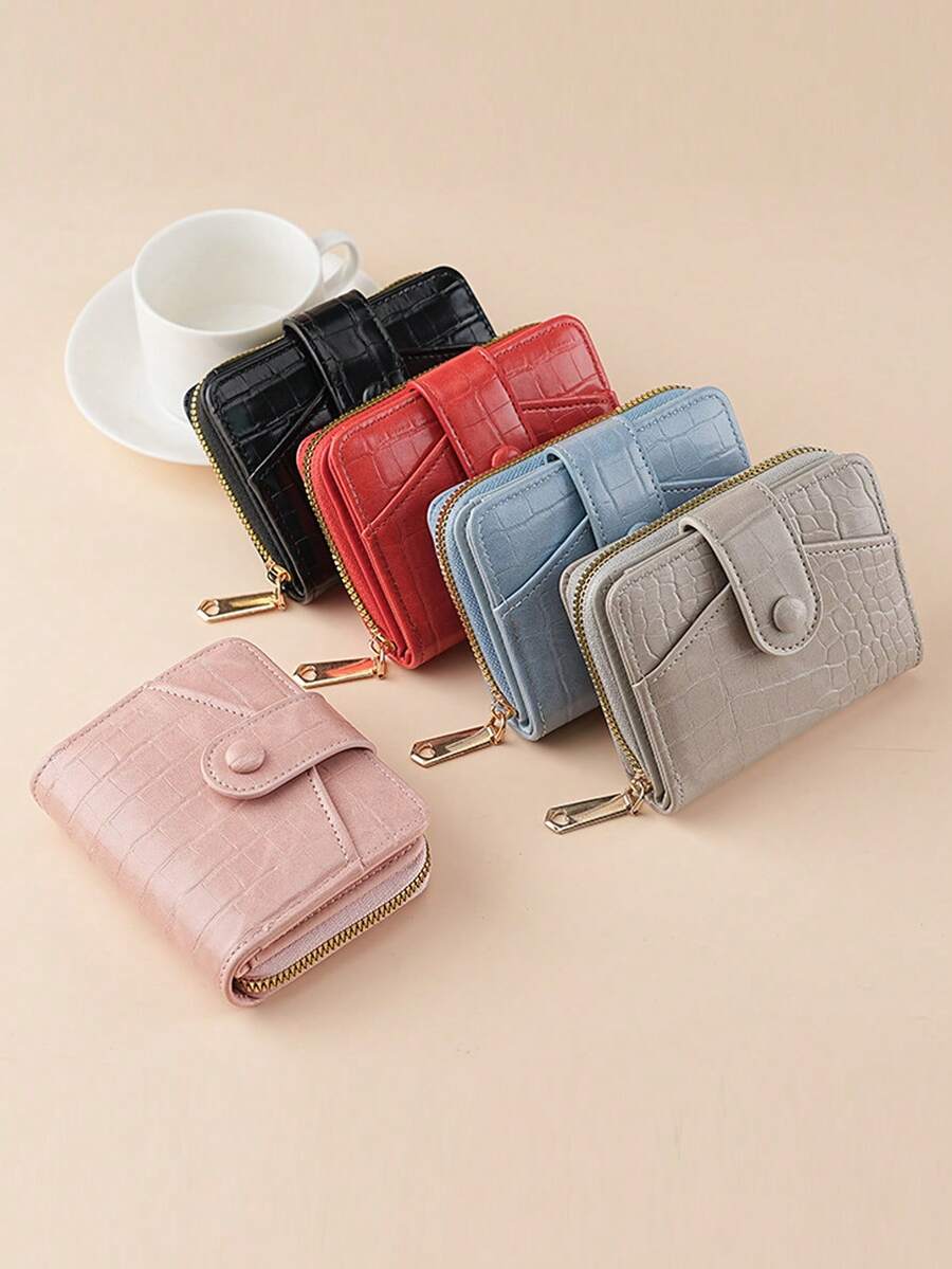 Stone Texture Women's Wallet, Multi-Slot Large Capacity Short Wallet, Solid Color Premium Coin Purse, Macaron Color Daily Minimalist Multi-Layer Wallet, Versatile Fresh Card Holder - Multicolor - View 1