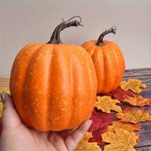 2/22pcs Autumn Artificial Foam Pumpkin & Maple Leaf Set, 7.8in Halloween Carving + Thanksgiving Tabletop Decor, Wedding, Holiday Gift, Home Decoration, Waterproof & Fade-Resistant Indoor/Outdoor Scenery Arrangement Christmas Decorations Home Christmas Gifts Christmas Decor