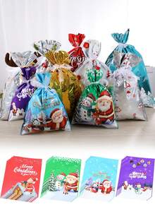Christmas Gift Bags, New Gift Wrapping Drawstring Bags, Christmas Decoration Bags, Christmas Tree Decor Candy Bags, Drawstring Bags, Foil Bags, Candy Packaging Gift Bags, Christmas Eve Candy Bags, Packaging Bags, Gift Bags, Christmas Decoration, Christmas Gifts, Suitable For Gift Wrapping, Candy Packaging, Christmas Decoration, Holiday Decoration