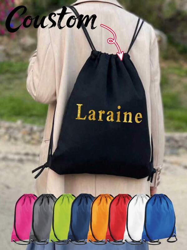 1pc Customizable Polyester Drawstring Bags - Bright Colors, Personalized Logo/Text, Durable And Lightweight Backpacks For Weddings, Showers, Birthdays, Graduations And Festivals | Eye-Catching Design With Drawstring Closure For Fitness, Parties Or Travel Printed Sports Holiday Backpack Drawstring Bags Backpack Bags DIY Crafts For Sports, Yoga, Gym And Outdoor Camping,