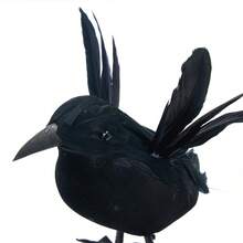 Halloween Black Crow Statue Realistic Feather Crow Shoulder Prop Halloween Party Decoration, Crow Costume Accessories - Black - View 5