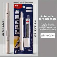 1pc 3-In-1 M&G Precision Circle Maker With Built-In Pencil, Student Drawing Set (Circle Maker + Eraser + Lead), Metal Drafting Tool, Suitable For Students And Professionals, Portable School & Office Stationery, Back To School - Sets - View 3
