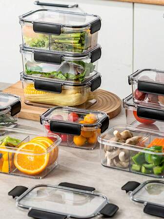 3 件/1 件冰箱食品储存容器、午餐盒、透明水果蔬菜收纳盒、厨房隔间容器，可重复使用且易于清洁
