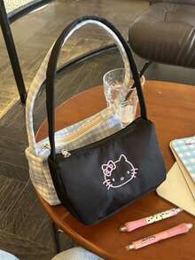 1 حقيبة كتف مطرزة بتصميم كارتوني لطيف متعدد الألوان لهالو كيتي، متعددة الاستخدامات، جميلة، طازجة وناعمة للنساء، سعة كبيرة تحت الذراع، مناسبة للاستخدام اليومي، هدايا العطلات، التصوير أثناء السفر، التنسيق اليومي