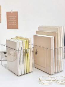 1 件优质亚克力透明加厚创意简约大容量书架，办公桌书籍和文件整理器，返校