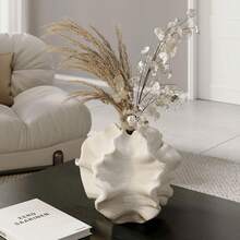 1件北欧白色时尚花瓶装饰，可用于客厅、餐桌、卧室等场所摆放鲜花/干花，现代简约风格装饰 - 白色 - 查看 5