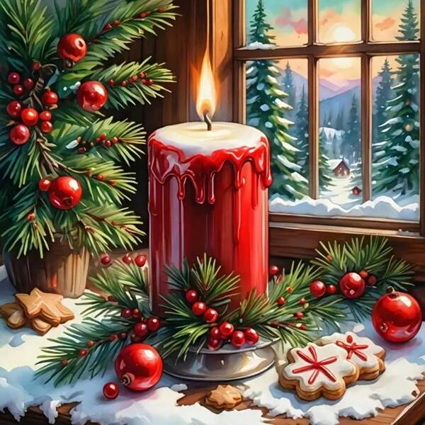 1pc 5D Diamond Painting Kit, Christmas Elements Pattern, Suitable For Adult Beginners DIY Mosaic Diamond Art, Full Drill Handmade DIY Diamond Painting, Applicable For Living Room, Bedroom, Office Wall Decor Hanging Painting, Surprise Art Home Decor Gift For Family And Friends