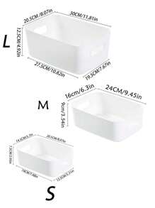 1 件白色桌面收纳盒矩形化妆厨房抽屉塑料篮用于整理钥匙和小物品，设计简洁优雅 - 白色 - 查看 7