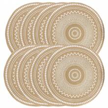 6 Stücke/8 Stücke/10 Stücke hitzebeständige Topflappen, schützen Ihre Tischplatte vor hoher Temperatur, einfach zu tragen für Zuhause, Outdoor-Picknick, Restaurant, Küche, Juteuntersetzer für Hochzeit, Party, Tischdekoration, Küchentextilien, Heimdekoration, Geburtstagsfeier, Partytischware-Schutz, rutschfeste runde Untersetzer