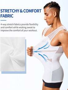 Body Shaper Compression Vest Undershirt Seamless Waist TrainerTank Top Belly Control WorkoutShapewear Men Swear Slim Fit Menswear Socks - White - View 4