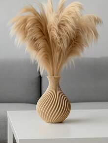 1 件现代简约棕色条纹塑料花瓶，用于蒲苇人造花球形家居装饰房间装饰餐桌中心装饰花瓶，适用于客厅婚礼派对复活节装饰 - 彩色 - 查看 1