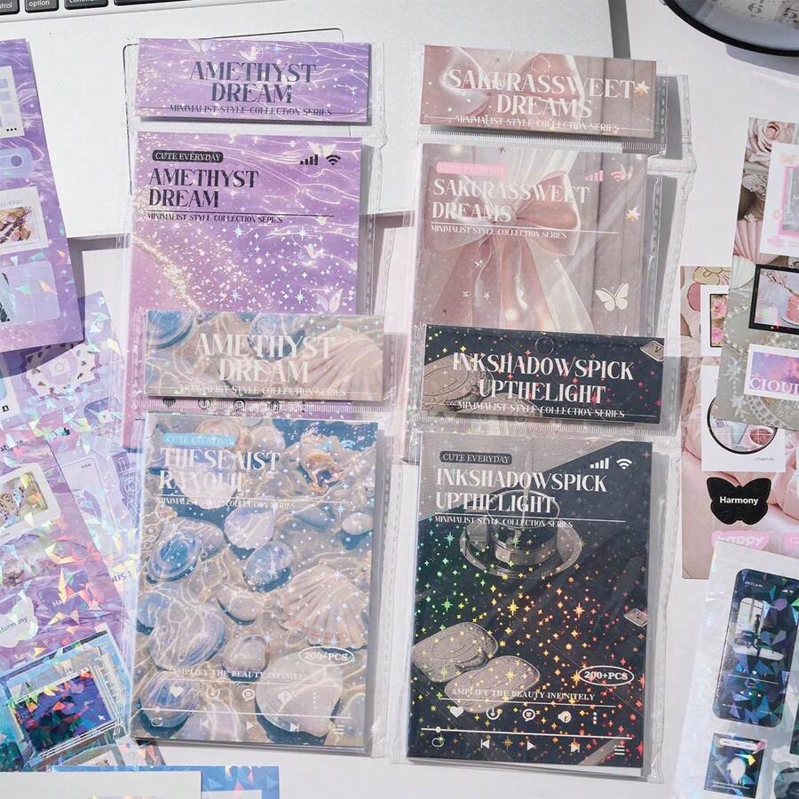 1 pezzo Libro di adesivi in stile minimalista, adesivi sagomati estetici Ins per scrapbooking, decorazione di custodie per telefono, forniture per artigianato