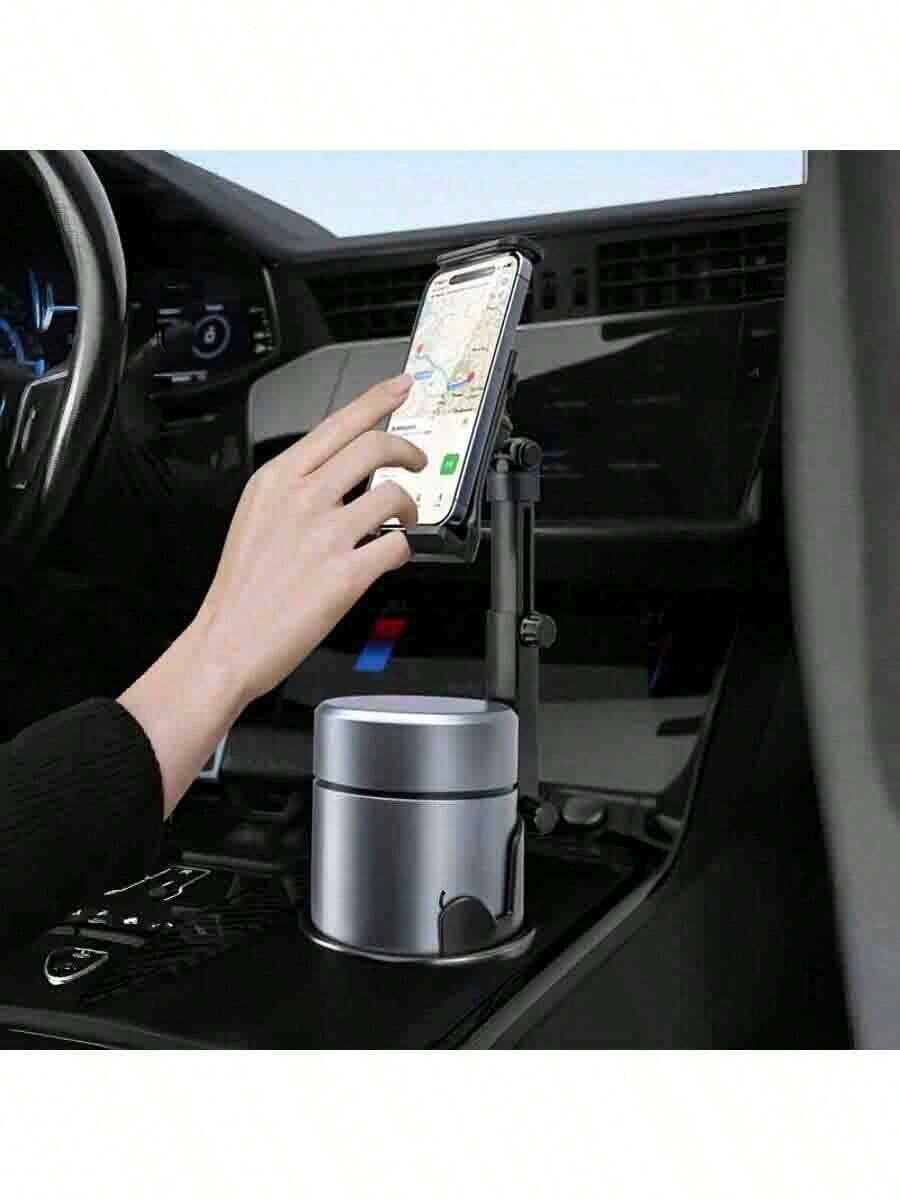 Soporte ajustable 2 en 1 para taza de coche y teléfono, rotación de 360°, plegable, ajuste universal para teléfonos inteligentes y tabletas, material ABS, montaje en el tablero de instrumentos, compatible con navegación manos libres para dispositivos iOS y Android, gran regalo para familiares y amigos