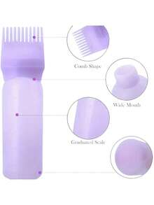 2 pièces Applicateur de peigne à racines, Applicateur de teinture capillaire, Applicateur d'huile capillaire noire, avec échelle, Outils de coiffure Accessoires capillaires - noir - Voir 9