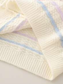 2 件女童条纹开衫和裙子套装，时尚设计优雅秋冬装，儿童礼物节日服装 - 白色 - 查看 6