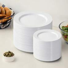 10/25 Stücke 19cm/26cm reine weiße Einwegplatten - leicht, wiederverwendbar und waschbar, geeignet für Outdoor-Dining, BBQ, westliche Mahlzeiten, Familienfeiern, Teambuilding, Hochzeiten und Partys