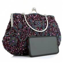 Gtes Women's Handbags, Evening Bags, Beaded Evening Bags Designed For Women, Clutches With Sequin Design, Purses, Wedding Party Clutches For The Wedding Season And Dinner Party Wear - Màu tím - Xem 8