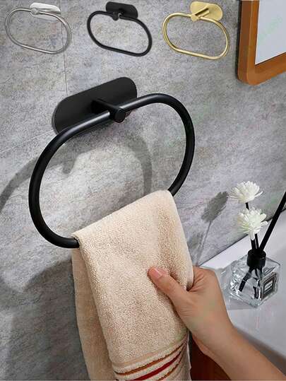 Baofeng 1/3/6 pièces Porte-serviette de salle de bain, Porte-serviette adhésif, Porte-serviette en acier inoxydable, Anneau à serviette, Barre à serviette, Porte-serviette mural, Barre à serviette de salle de bain, Anneau à serviette à main, Porte-serviette, Accessoires de salle de bain, Rangement de salle de bain, Porte-torchon sans perçage noir mat, Porte-gant de toilette, Étagère de rangement de salle de bain, Accessoires de quincaillerie, Argent/Or, Imperméable, Décoration de salle de bain, Rangement de cuisine, Fournitures de salle de bain