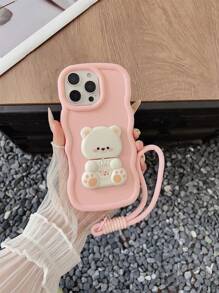 1 个带手机挂绳的泰迪熊支架,马卡龙色保护手机壳,兼容三星 Galaxy S25、S24、S24 Plus/S24+、S24 Ultra、S20、S21、S22、S23,兼容 16、11/11 Pro/11 Pro Max、12/12 Pro/12 Pro Max、13/13 Pro/13 Pro Max、14/14 Pro/14 Pro Max、15/15 Pro/15 Pro Max、16/16 Pro/16 Pro Max,军用级防震硅胶手机壳 - 粉色 - 查看 2