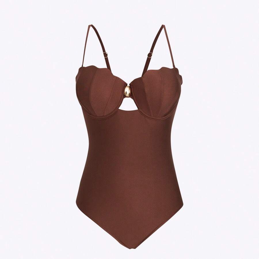 WD VEST Structured Swimsuit With Padded Cups And Central Detail – Sophistication And Style To Shine By The Sea XX343 - Rỉ Nâu - Xem 1
