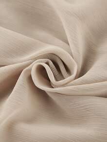 Women's Spring/Summer Long Dress Loose Fit Stylish Ruffled Trim Solid V Neck Long Sleeve Sheer Dress - 卡其色 - 查看 6