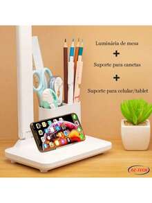Table Lamp With Pen Holder USB 3 Colors 4000mAh Rechargeable Battery 5v LED - D.K.L - trắng - Xem 4