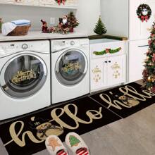 1pc Christmas Snowman Doormat/Kitchen Mat/Bath Mat/Dining Room Mat - Faux Wool TPR Bottom, Stain Resistant, Machine Washable Knit Polyester Mat For Indoor/Outdoor Entry, Home And Office Decor - Rectangular Welcome Mat With Memory Foam For Comfort