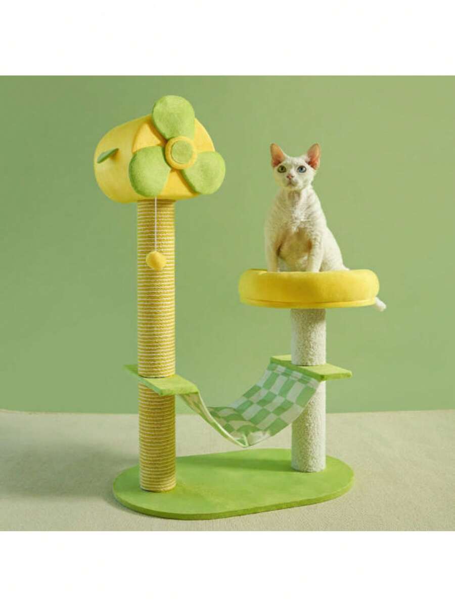Cat Climbing Frames And Multi-Level Cat Towers With Durable Scratching Posts, Comfortable And Fun Jumping Platforms, Hanging Toys, Viewing Perches, Removable Pet Gel Pads, And Hammocks. Space-Saving Cat Beds And Playhouses For Indoor Cats. - 綠色 - 查看 1