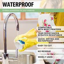 30 张优质可打印乙烯基贴纸纸，哑光白色自粘，防水贴花纸，快干颜色，抗撕裂，适用于爱普生、惠普、佳能喷墨和激光打印机 - 白色 - 查看 4