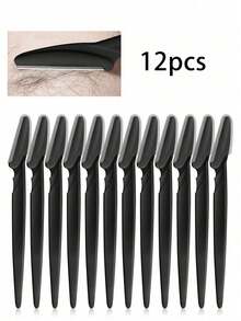 6/12/30pcs/Set Eyebrow Razor Kit, Eyebrow Trimmer & Shaver, Exfoliating Skin Scraper, Body Hair Removal Trimmer & Facial Eyebrow Razor Set With Long Handle Blades & Protective Cover, Suitable For Travel, Unisex Eyebrow Grooming Tool