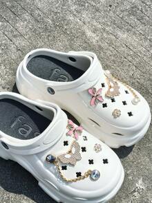 12pcs Shoe Charm/Shoe Accessories/Charms Pearl Chain Flower Charms For Shoes/Charms Suitable For Clogs/Beach Bags/Beach Shoes And Halloween Gifts/Christmas Gifts/Other Holiday Gifts